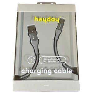 Heyday Charging Cable Gray 4ft Office Work Sports USBC Fast Speed Neutral Travel